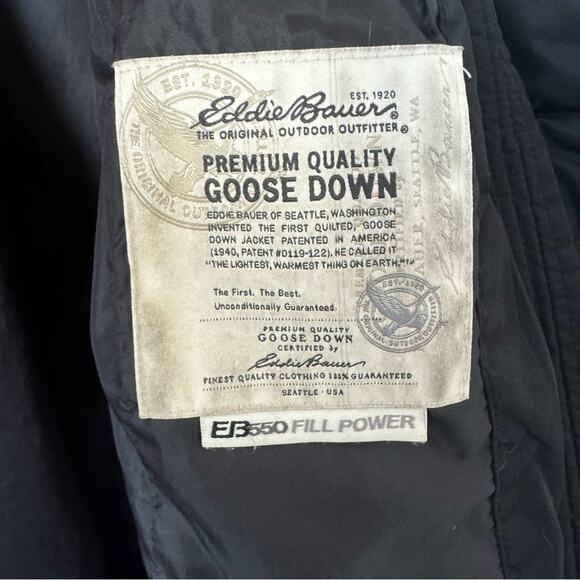 Eddie Bauer Black Goose Down Longline Puffer Jacket Size Small - Picture 8 of 9